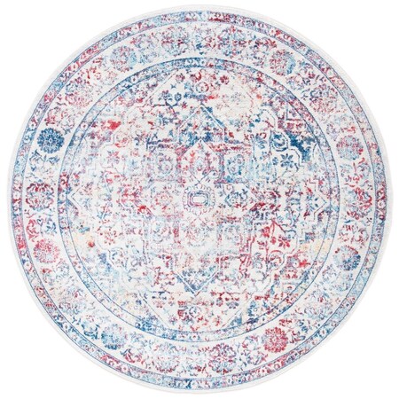 Safavieh 6 ft.-7 in. x 6 ft.-7 in. Brentwood Transitional Round Rug; Ivory & Blue BNT832B-7R